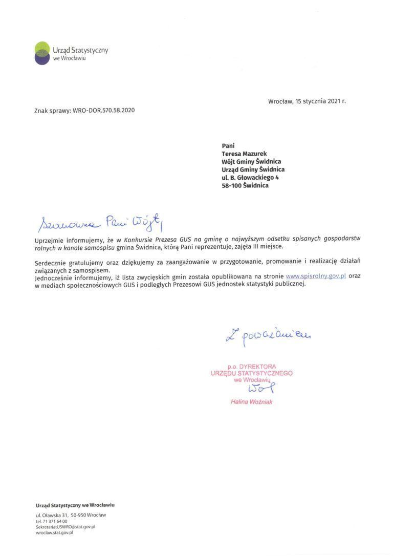 III miejsce i najwyższy odsetek spisanych gospodarstw rolnych w kanale samospisu