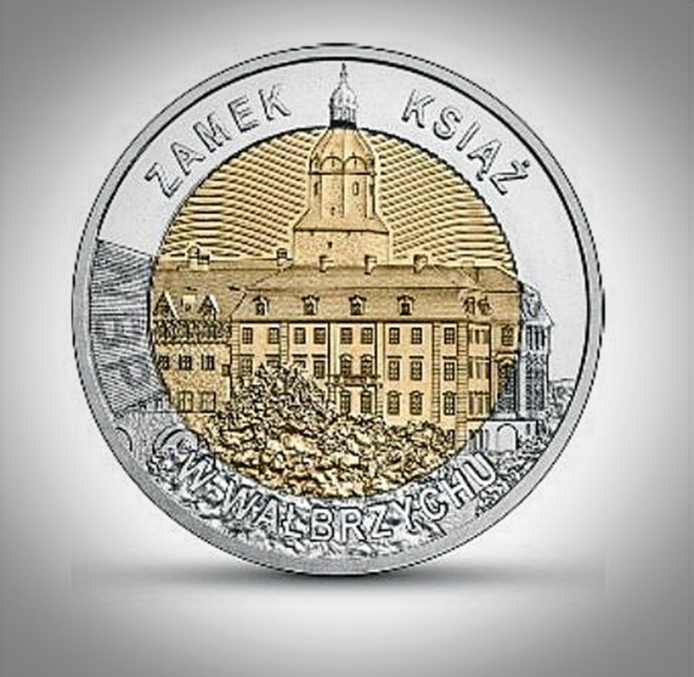 5 złotych z zamkiem Książ w Wałbrzychu