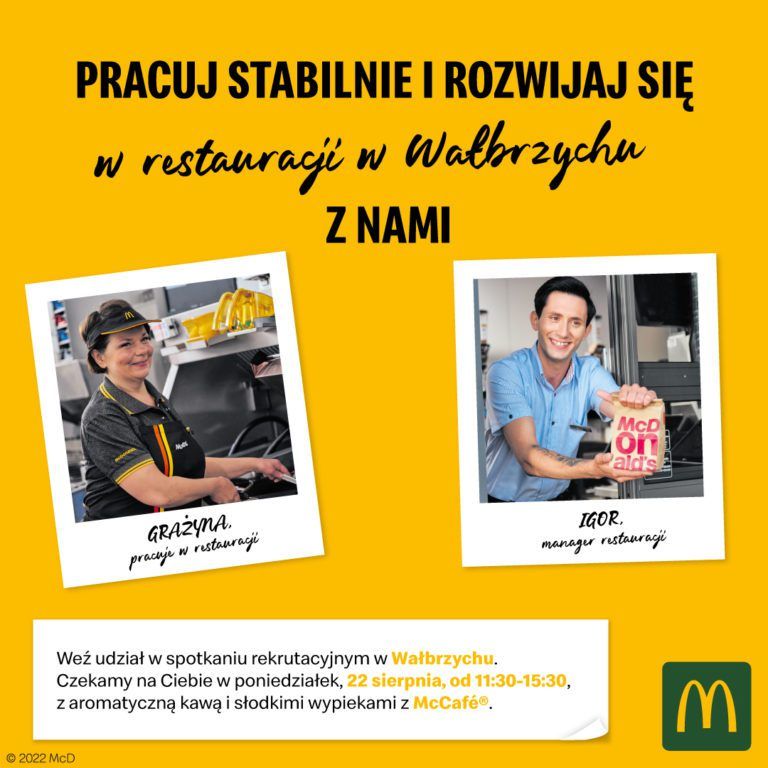 Zostań pracownikiem nowej restauracji  McDonald’s!