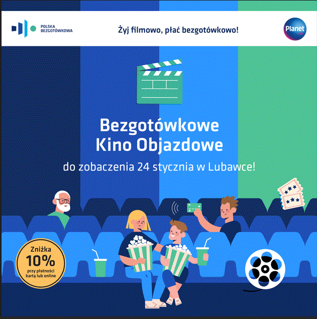 Bezgotówkowe Kino Objazdowe – laureat konkursu Europejskich Nagród Promocji Przedsiębiorczości – rusza w Polskę już po raz trzeci i odwiedzi Lubawkę 24 stycznia!