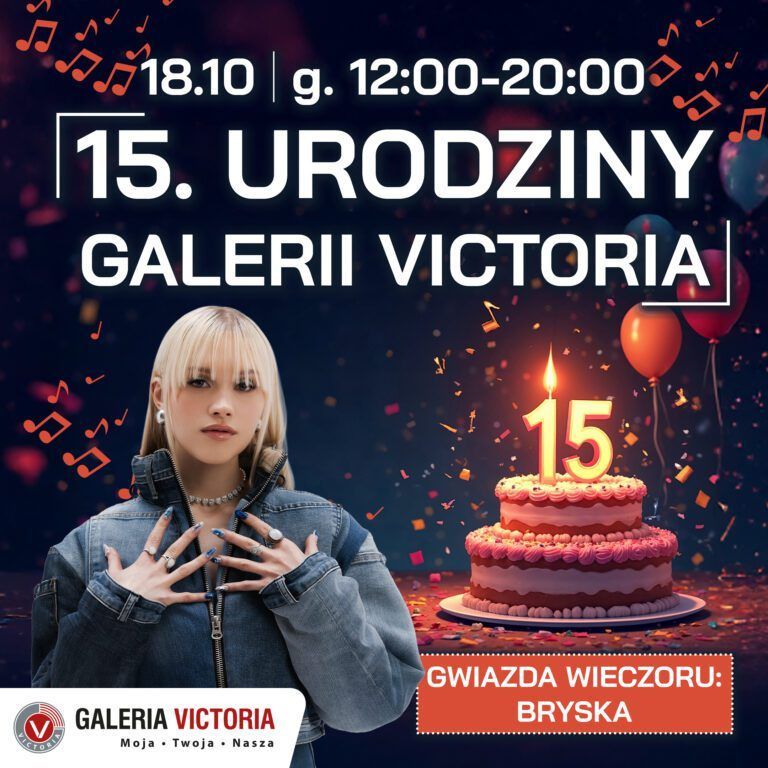 Galeria Victoria świętuje 15. Urodziny – koncert Bryski, nagrody i atrakcje dla całej rodziny!