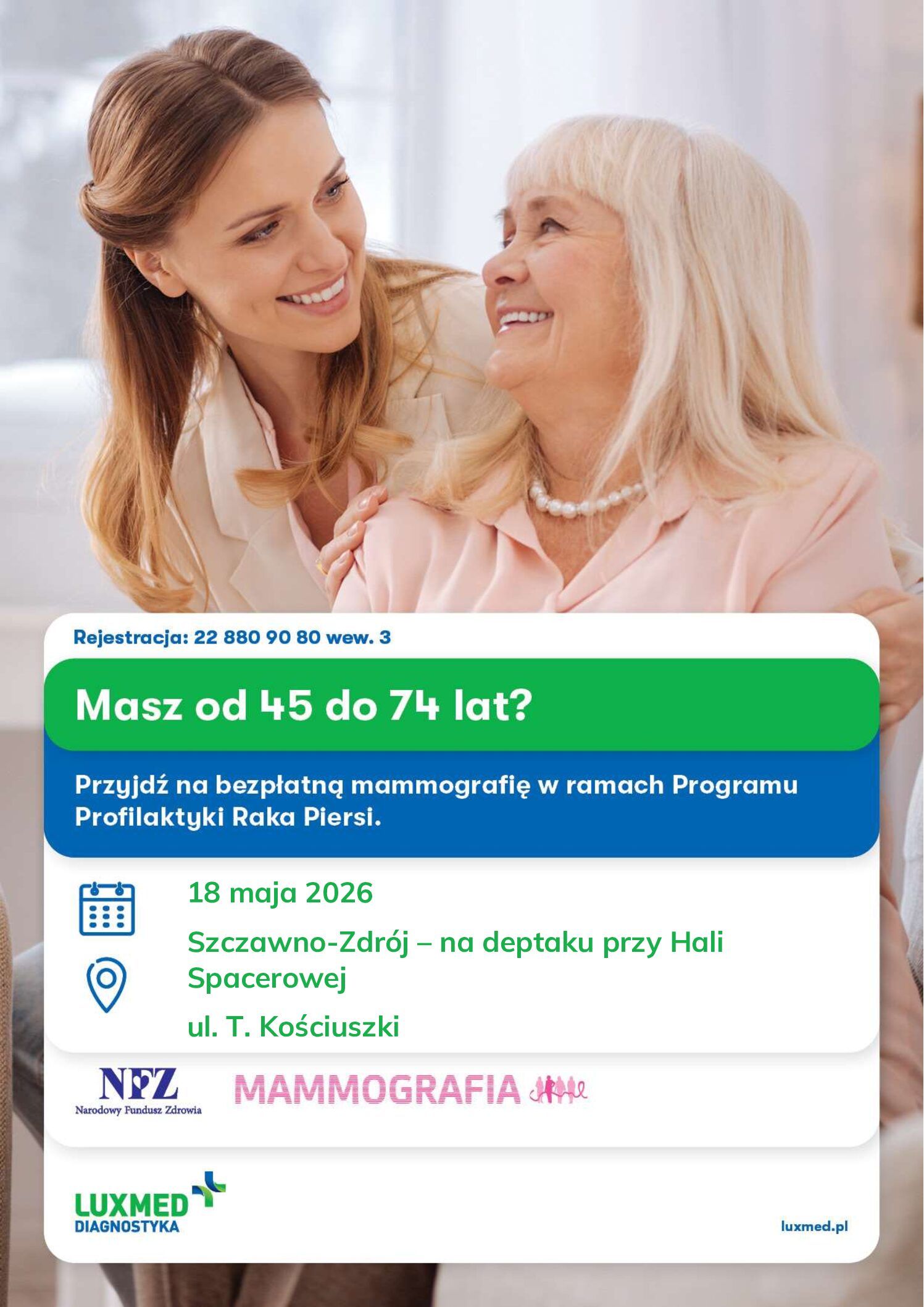 bezpłatne badania mammograficzne LUX MED w maju – Szczawno-Zdrój (powiat wałbrzyski)